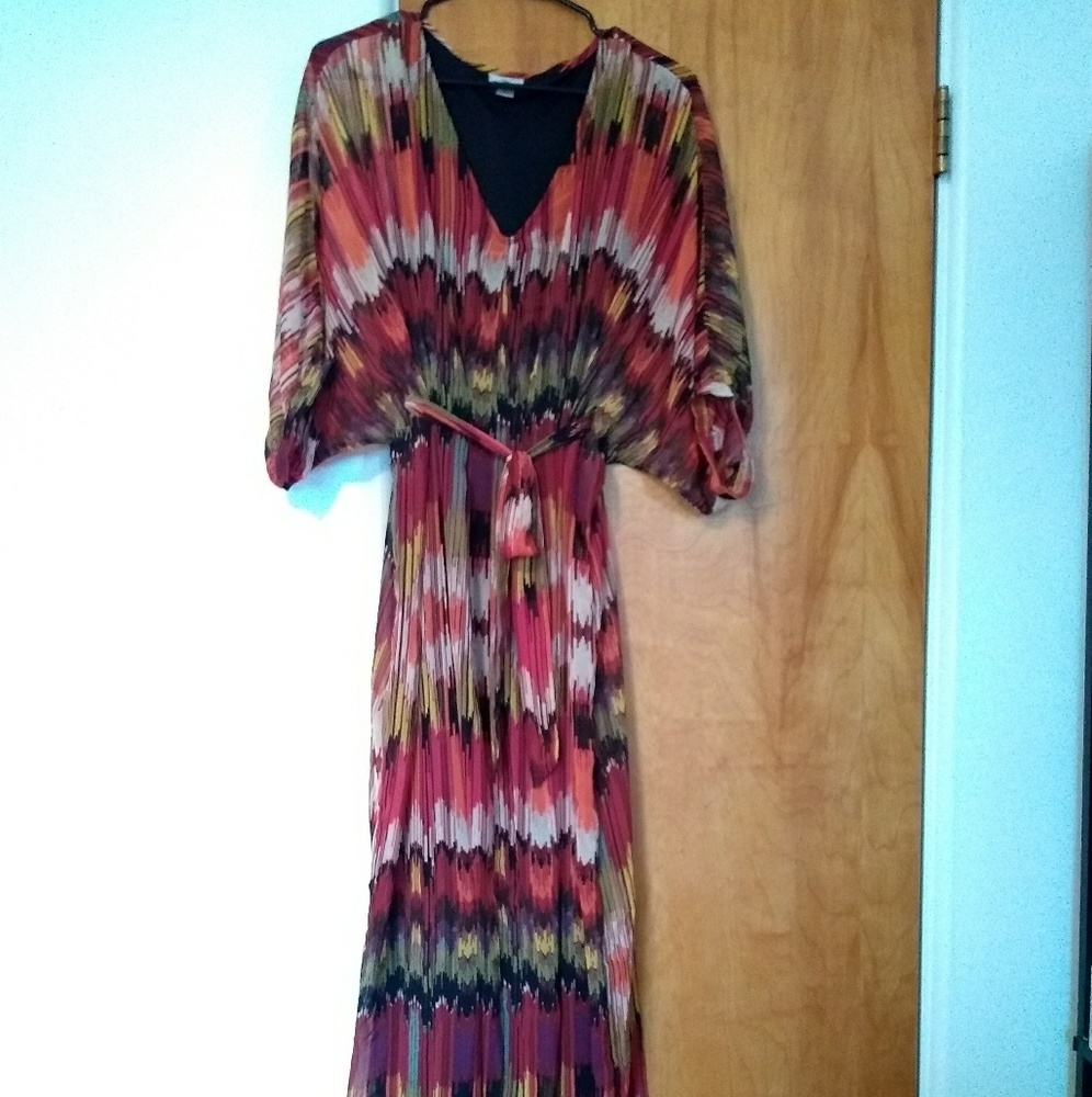 Fall, jewel tone colored maxi dress.